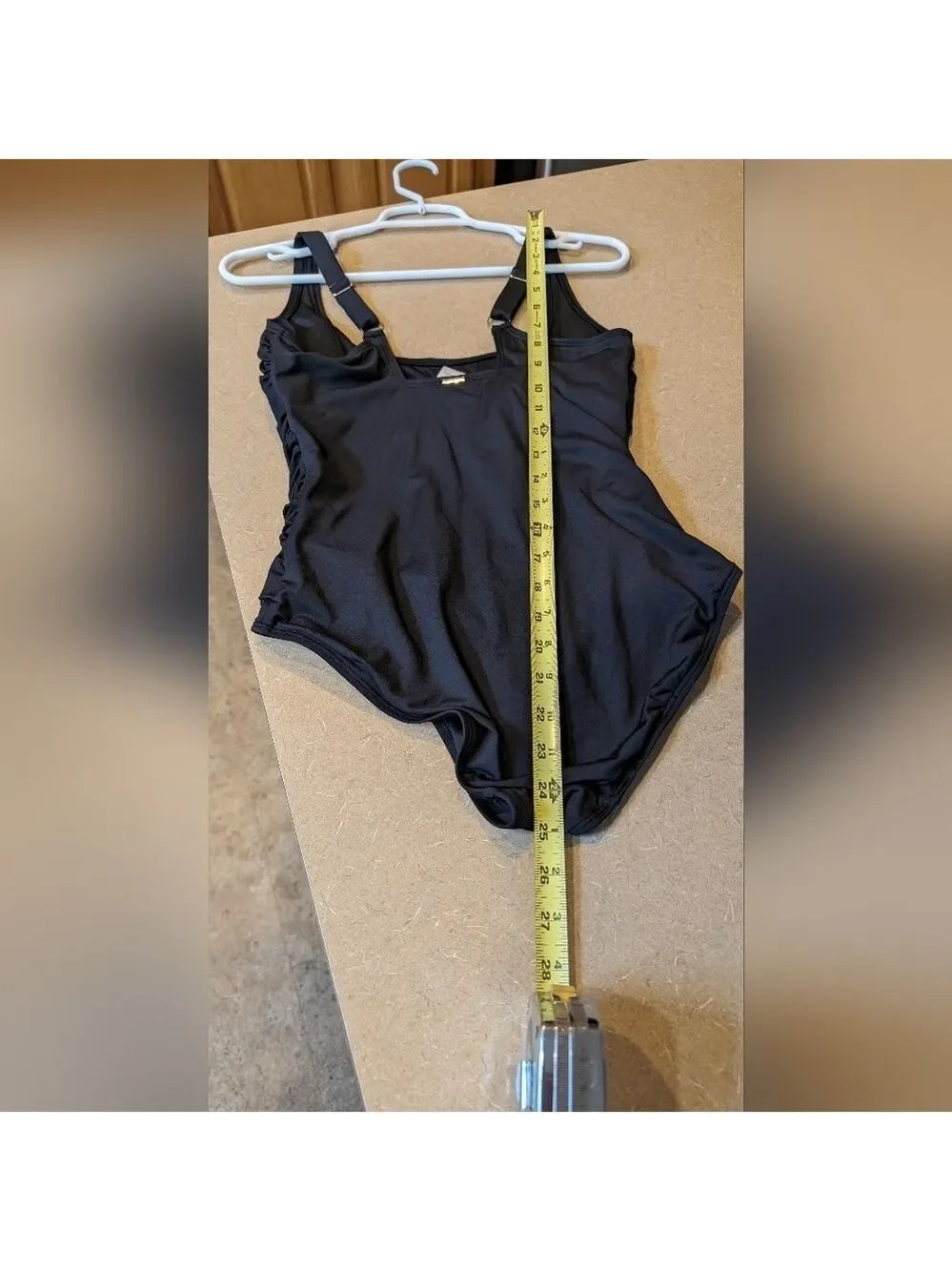Anne Cole Black Ruched Front One Piece Swimsuit Size 8 EUC